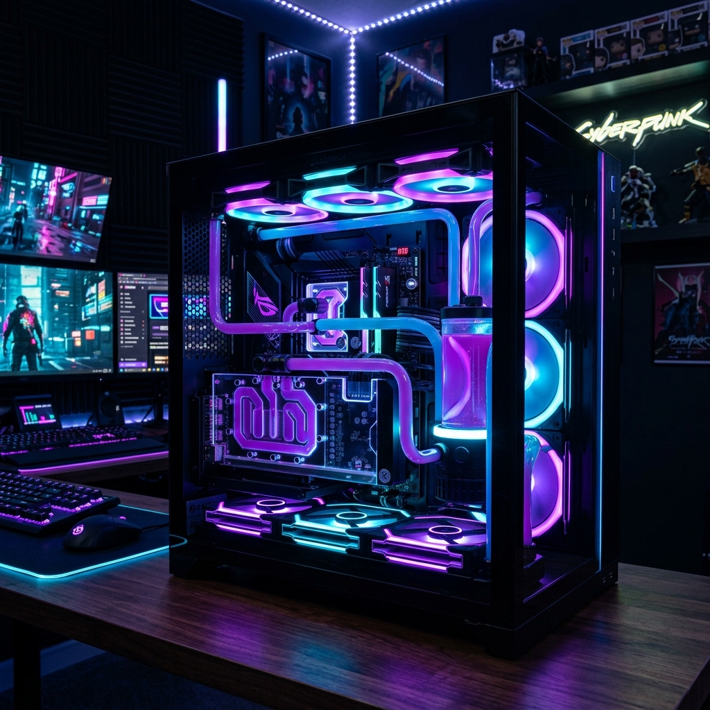 Extreme liquid-cooled RGB gaming desktop rig