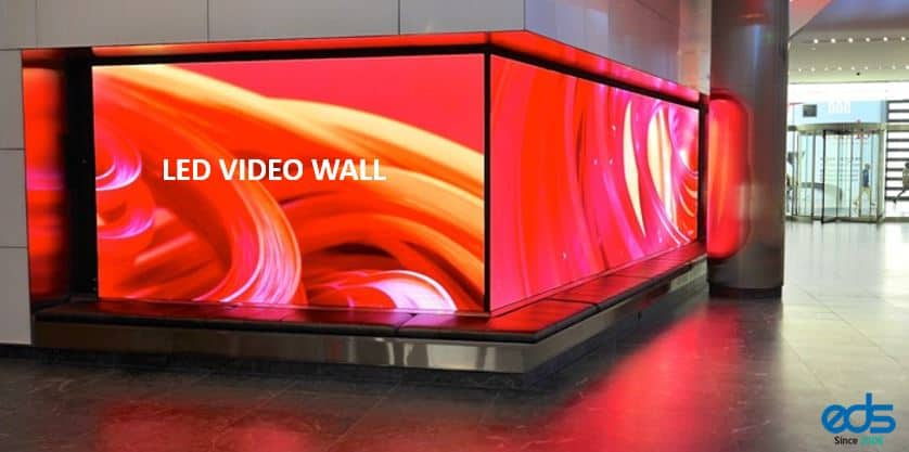 Curved commercial LED video wall installation