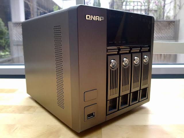 QNAP network-attached storage device with 4 drive bays